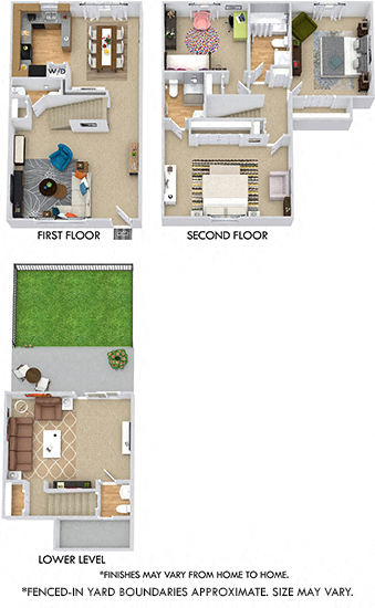 Floor plan for 3 beds, 2.5 baths, 1652 sqft